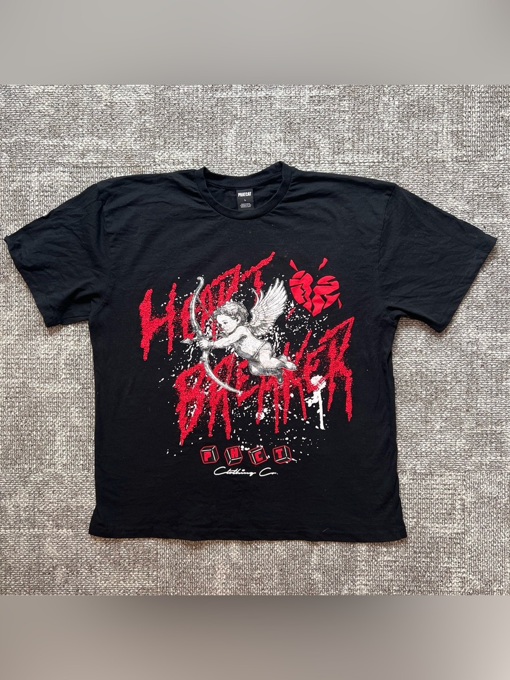 Phatcat Heartbreaker Black Graphic Tee - Vintage Style
